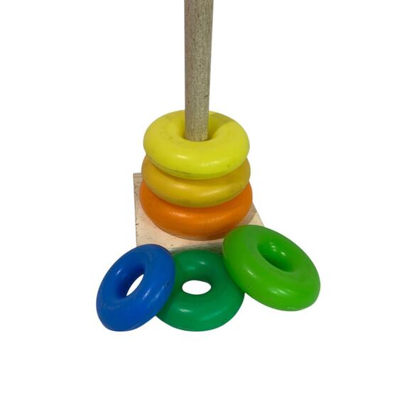 1960s Playskool Teach a Tot Stacking Clown Toy Incomplete Rocking Rainbow - Picture 7 of 8